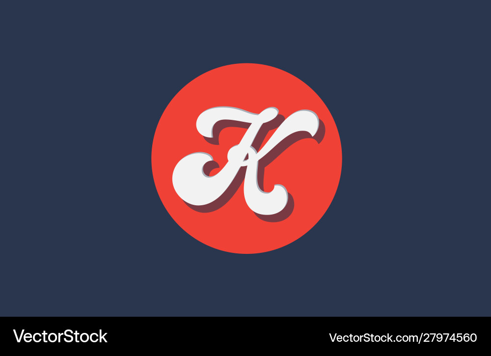 K orange white circle logo letter alphabet Vector Image