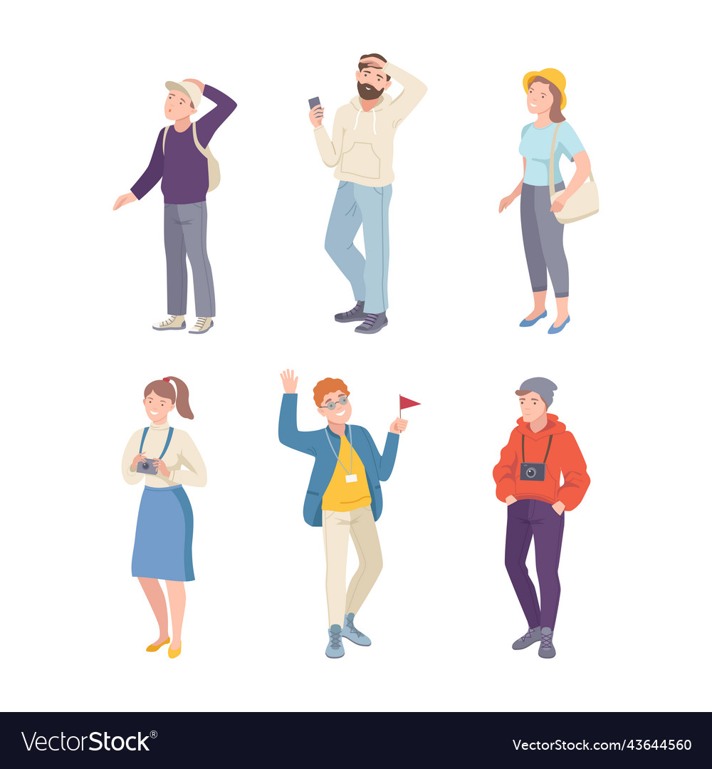 People tourist character on excursion vector image People tourist character on excursion
