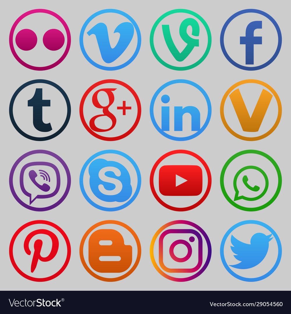 Set social media icons Royalty Free Vector Image