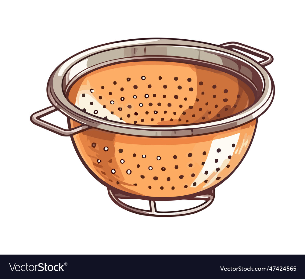 A yellow colander utensil kitchen Royalty Free Vector Image