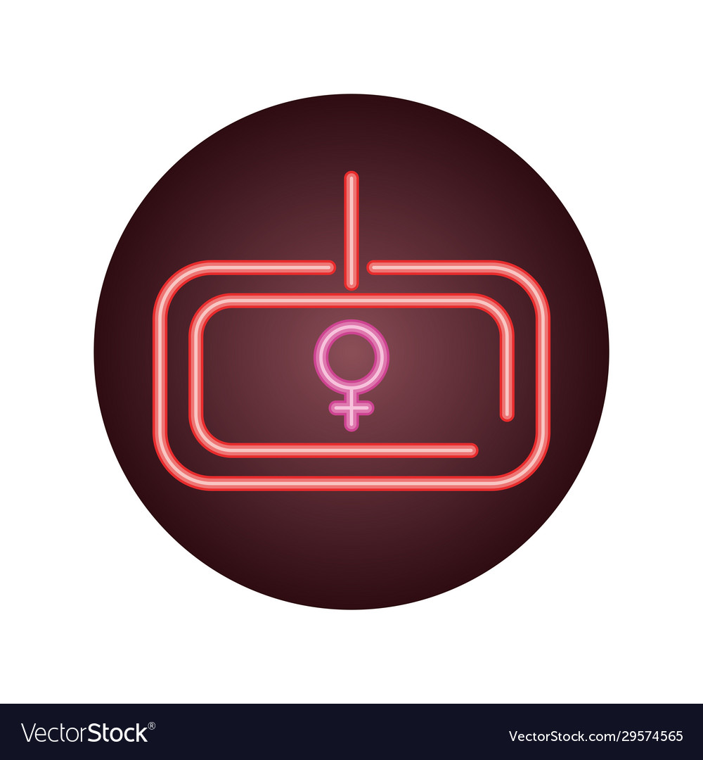 Billboard with female gender symbol neon style