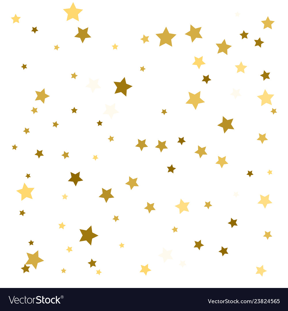 Gold star confetti rain festive holiday Royalty Free Vector