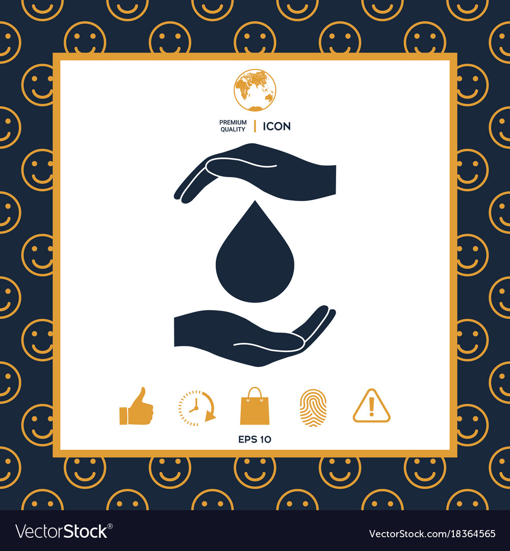 Hands holding drop - protection icon Royalty Free Vector