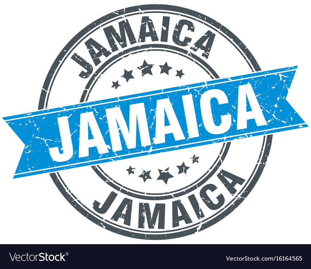 Jamaica blue round grunge vintage ribbon stamp Vector Image