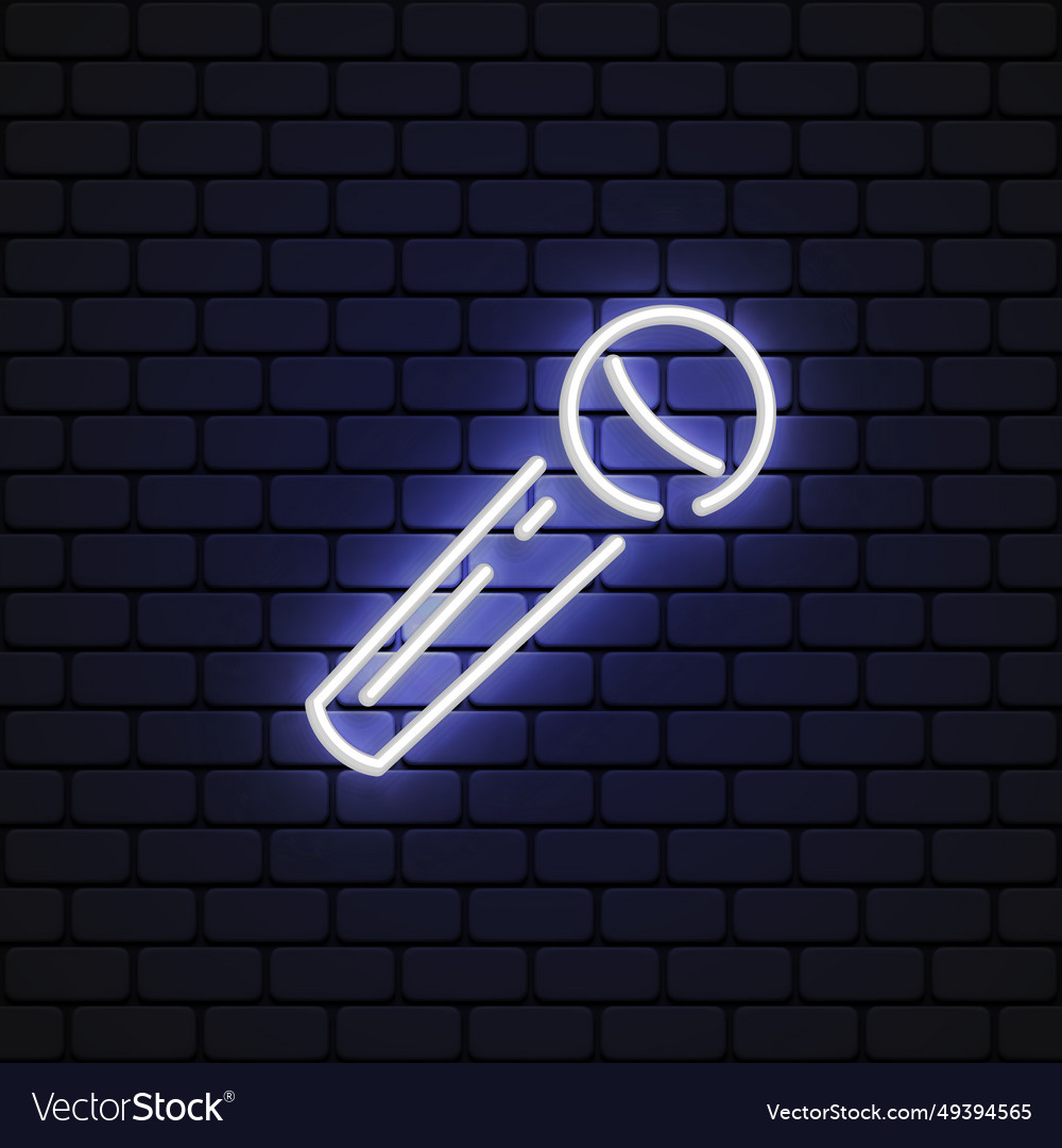 Microphone neon in flat style on black background