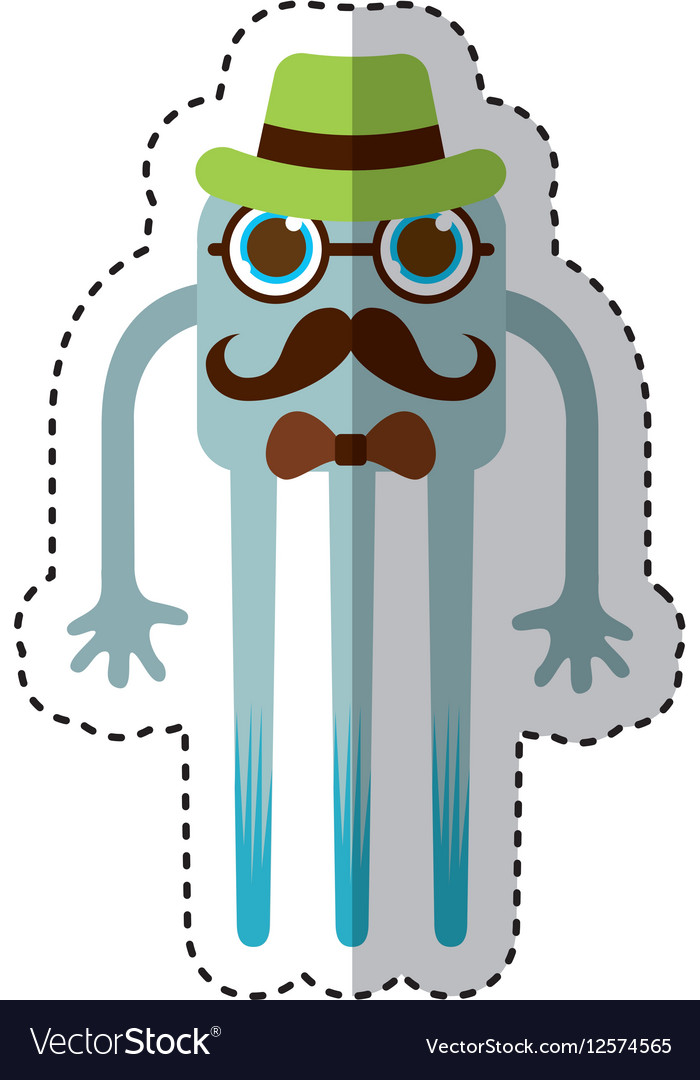 Monster comic character with hipster style icon