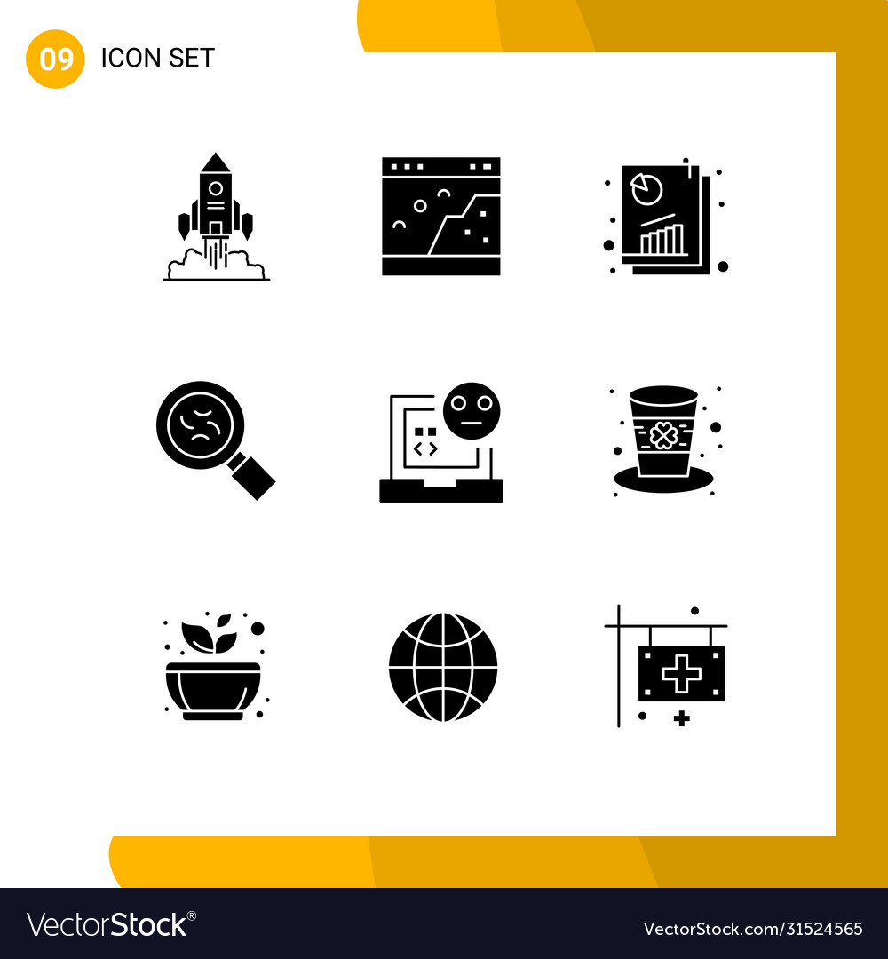 Pictograph set 9 simple solid glyphs virus