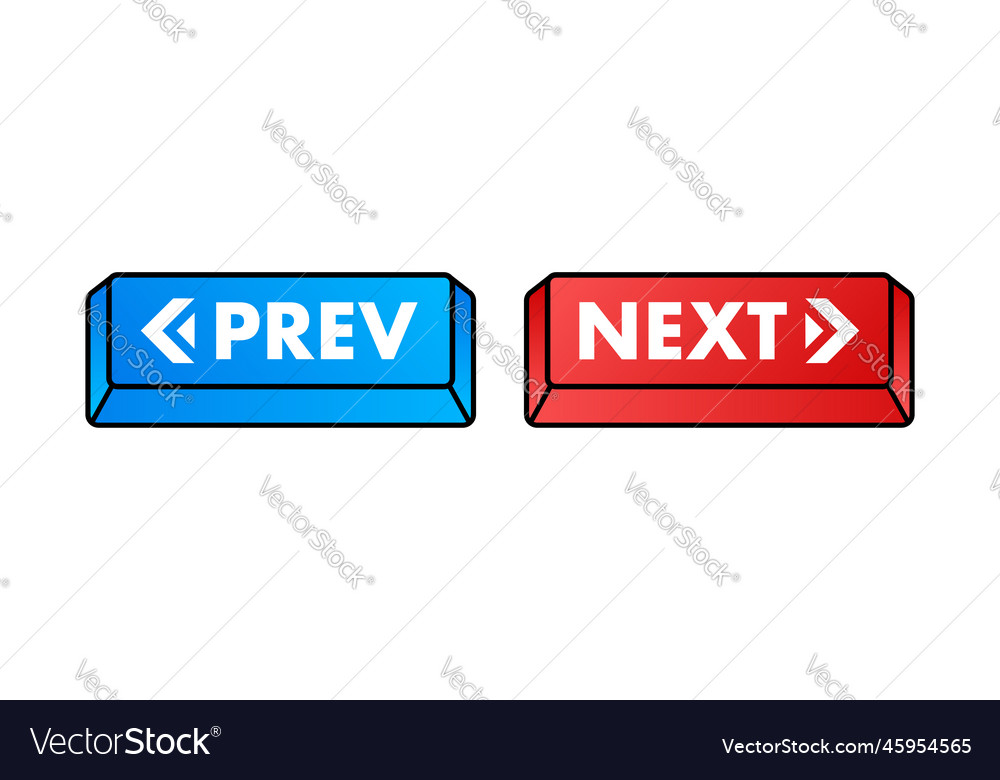 Prev next label and previous button web Royalty Free Vector