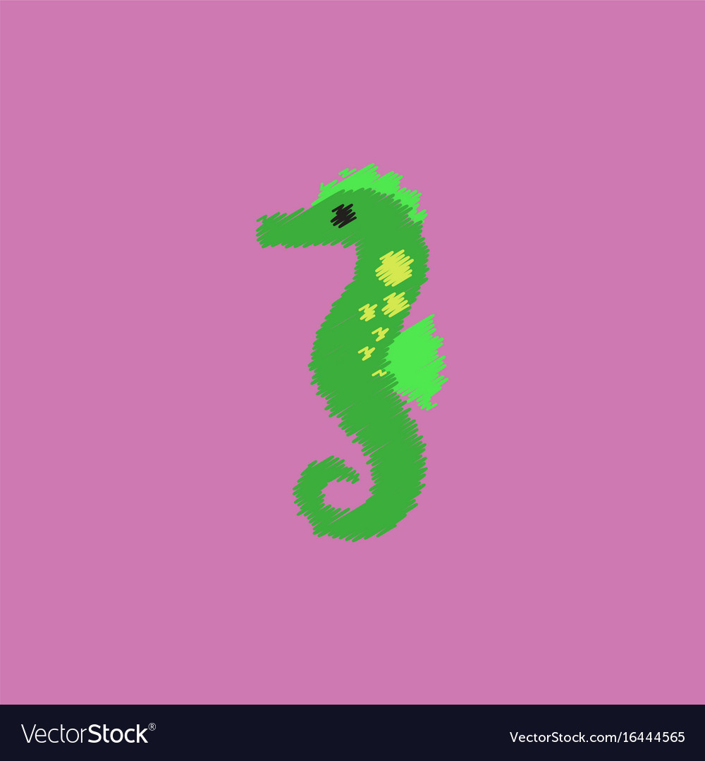 Sea horse in hatching style Royalty Free Vector Image