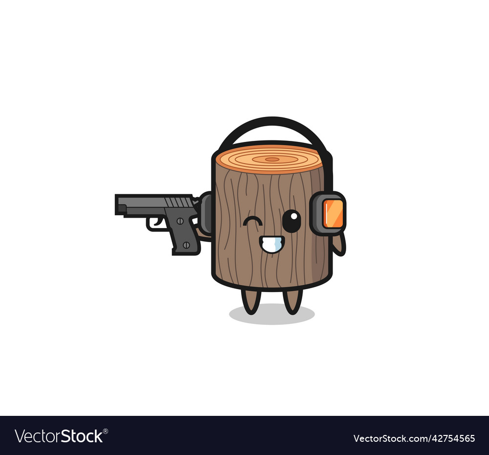 Tree stump cartoon doing shooting range