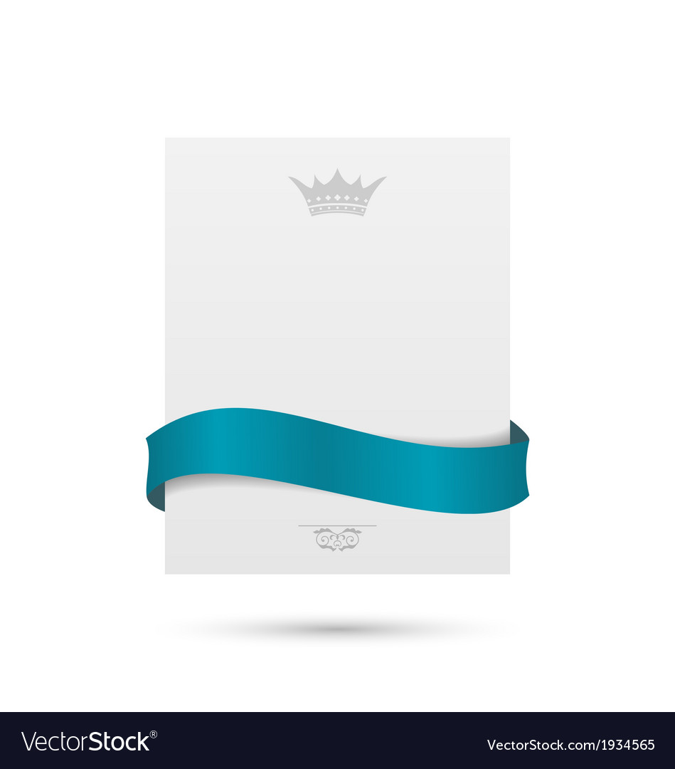 White card with blue ribbon and crown for your