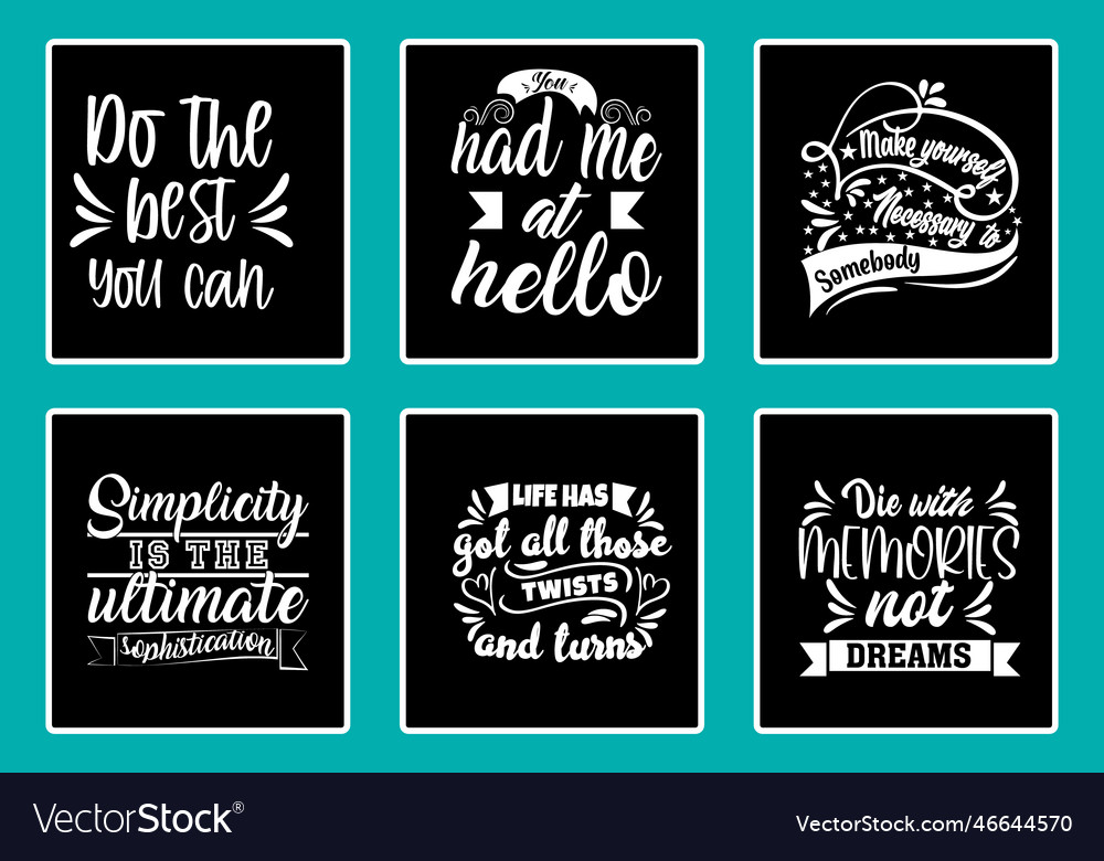 6 motivational quotes svg bundle inspirational Vector Image