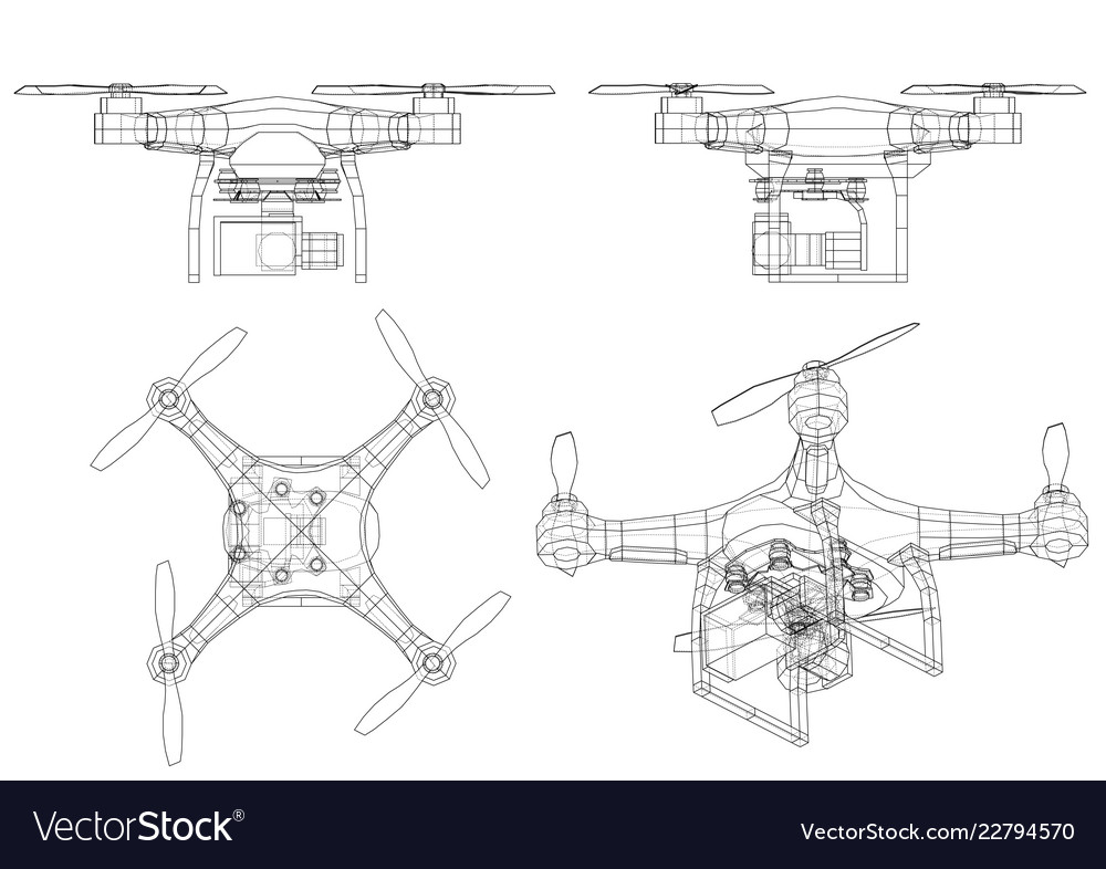 Drone concept rendering 3d Royalty Free Vector Image