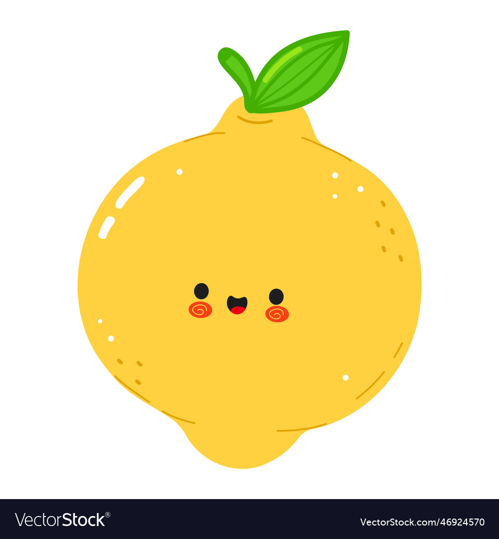 Lemon character hand drawn cartoon kawaii Vector Image