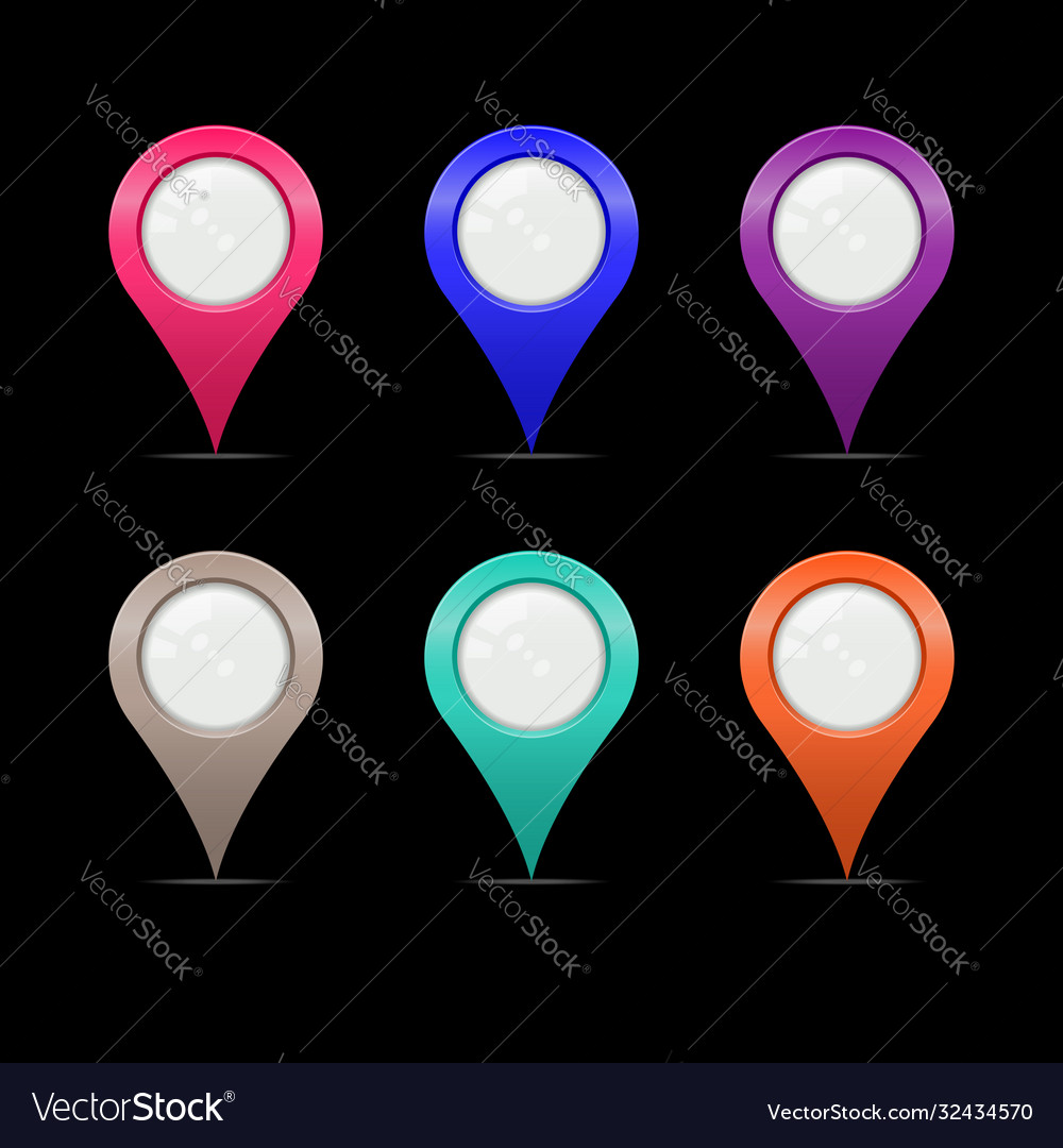 Multicolored map markers or teardrop pointers vector image Multicolored map markers or teardrop pointers