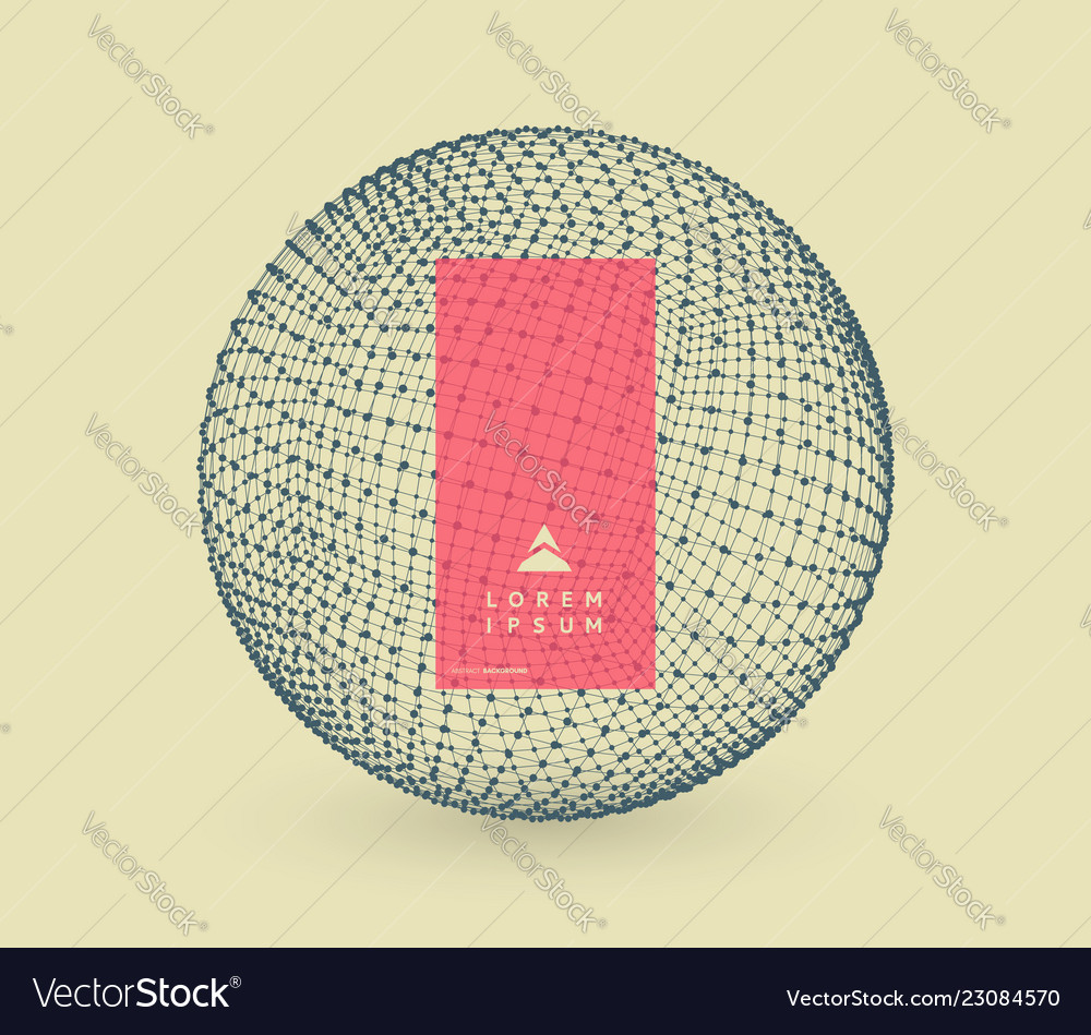 Sphere with connected lines and dots 3d grid vector image Sphere with connected lines and dots 3d grid
