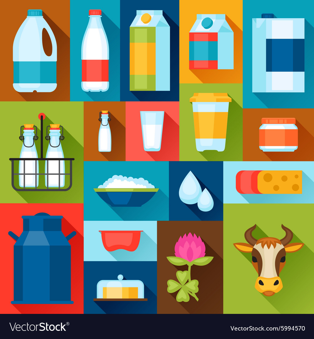 With dairy products in flat design