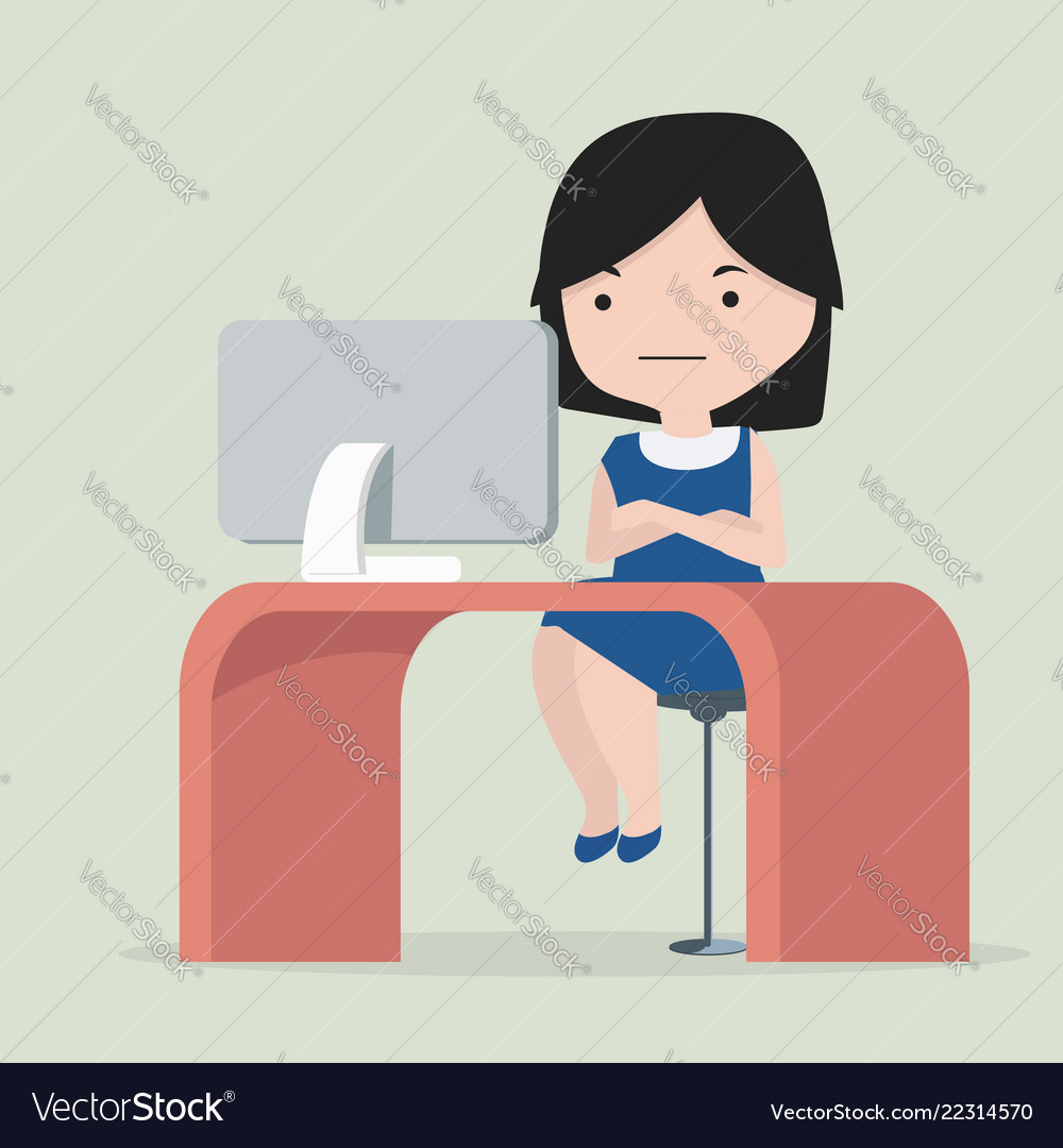 Woman sitting chair concept in workplace think