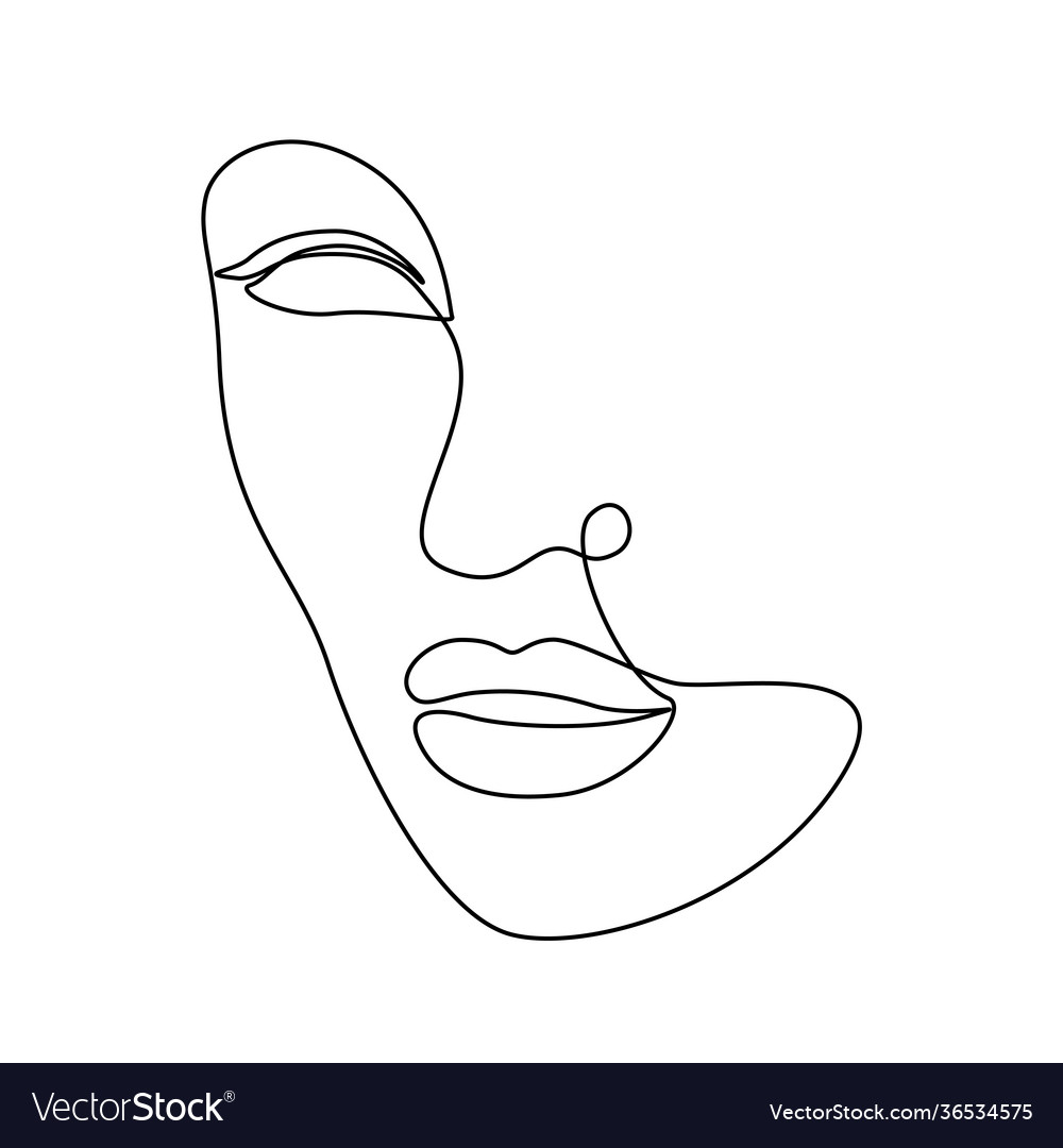 Continuous Line Art Woman Face Elegant Royalty Free Vector 5616