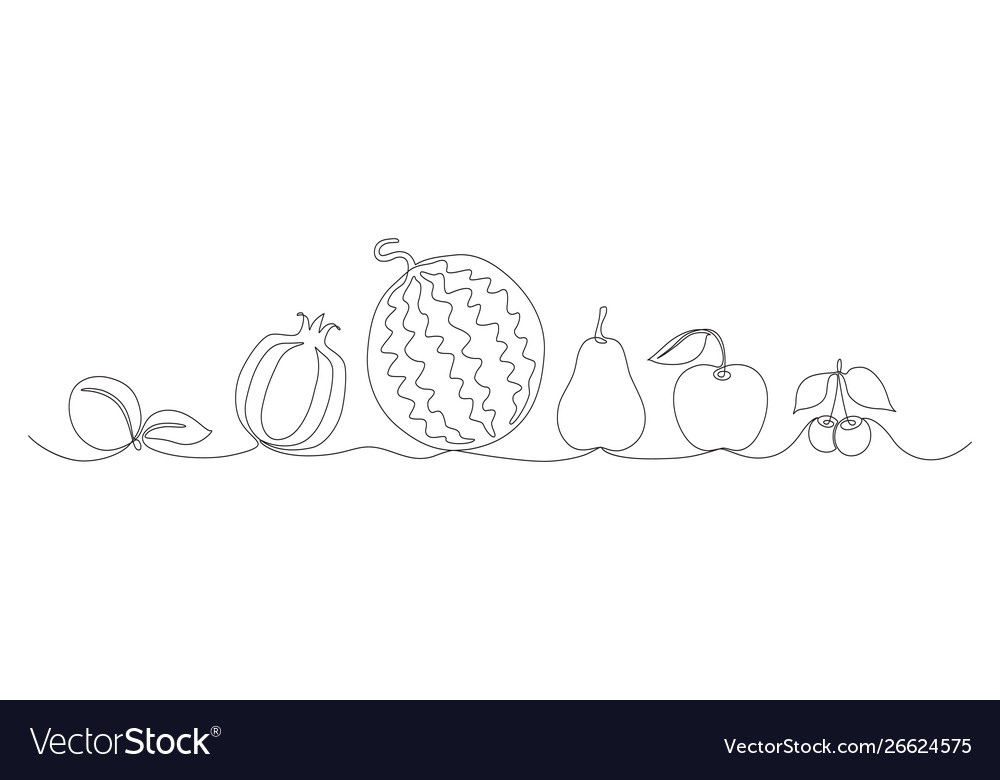 Fruit set one line 3 vector image Fruit set one line 3