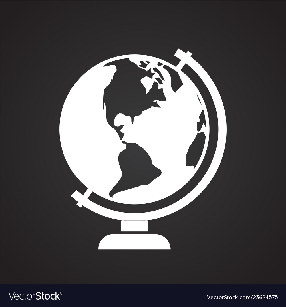 Globe icon on black background for graphic and web