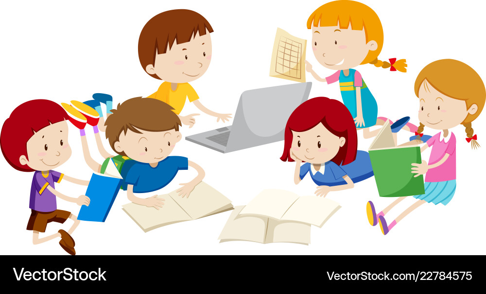 Group children learning Royalty Free Vector Image