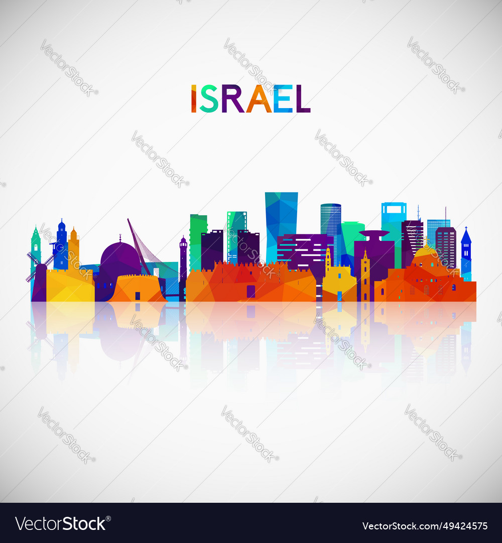 Israel skyline silhouette in colorful geometric Vector Image