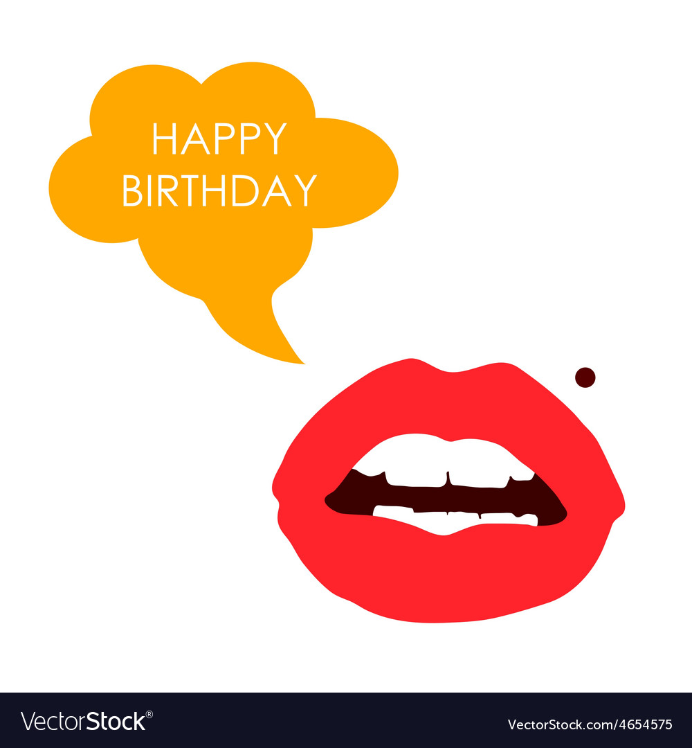 Lips Happy Birthday Color Vector Image