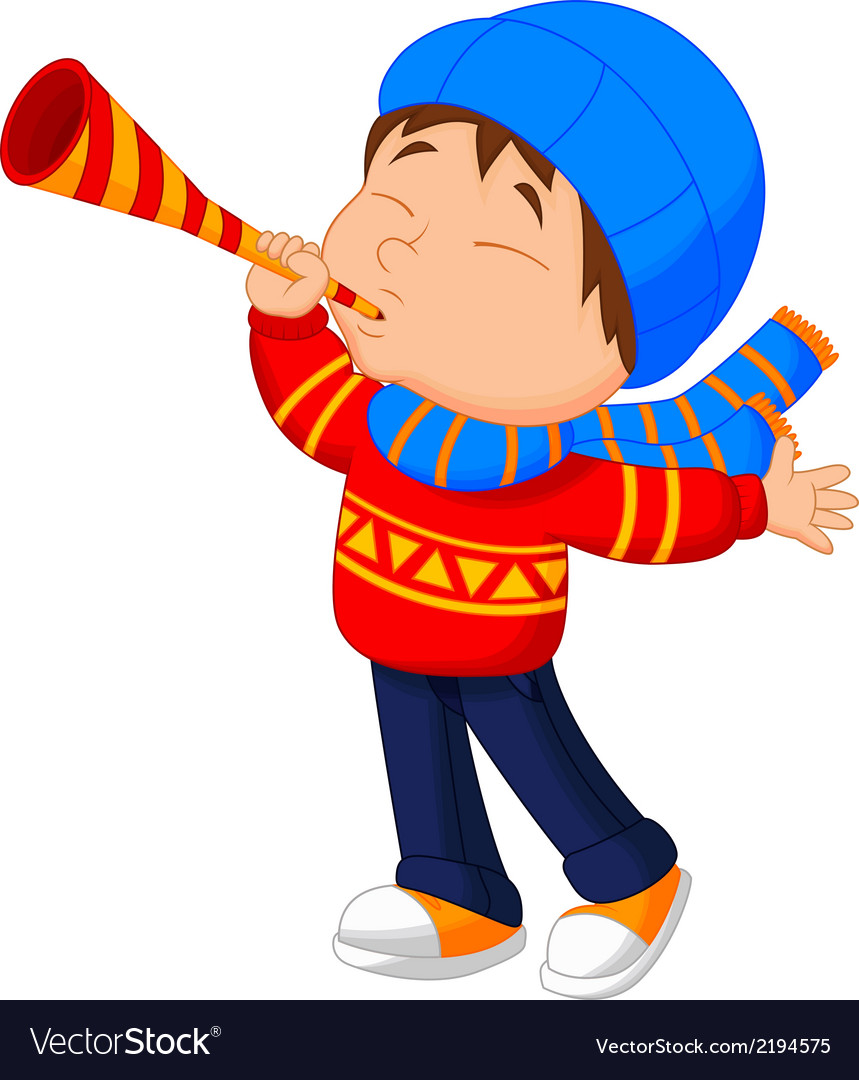 Little boy cartoon with trumpet