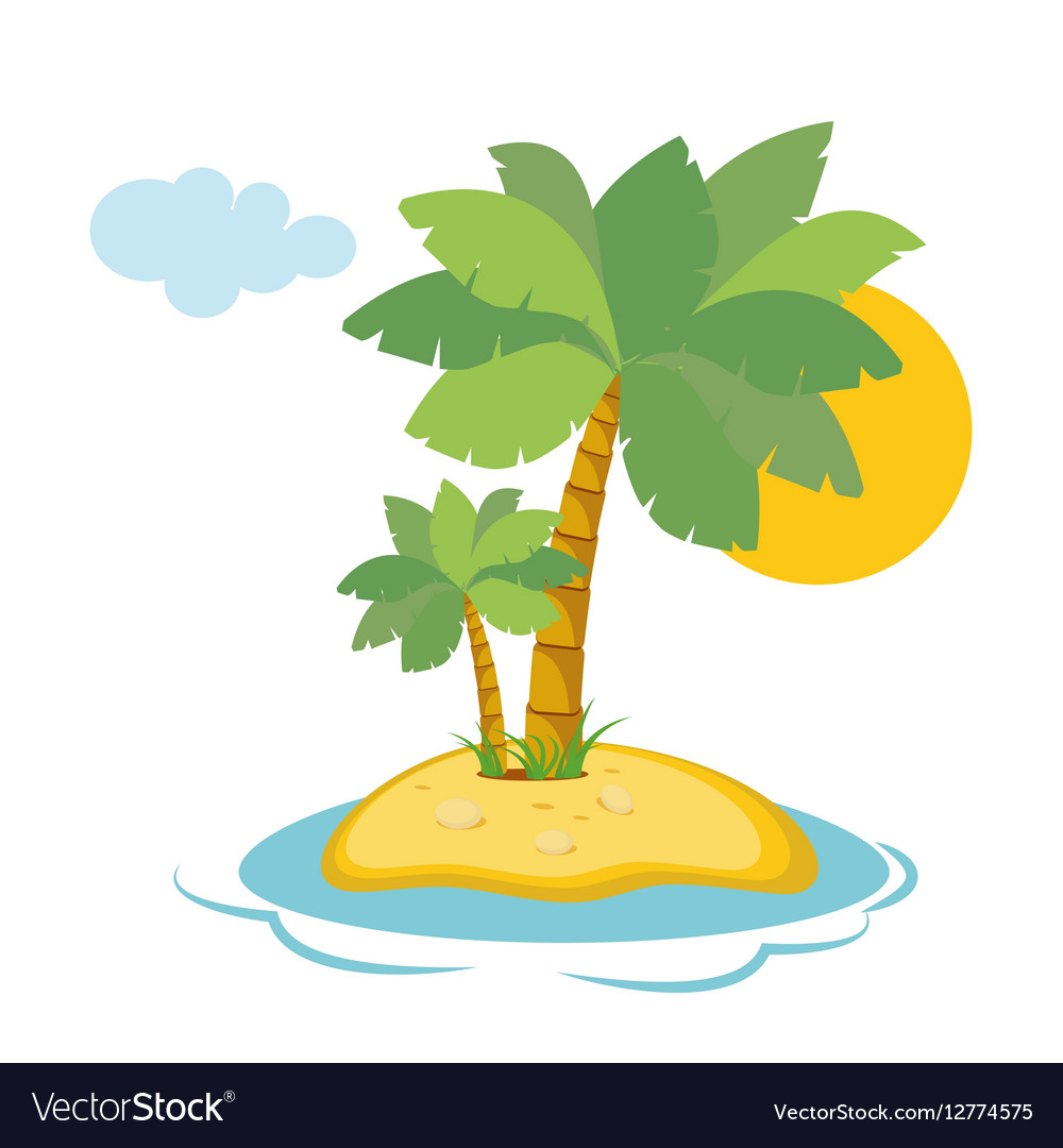 Paradise island in the sea with palm trees Vector Image