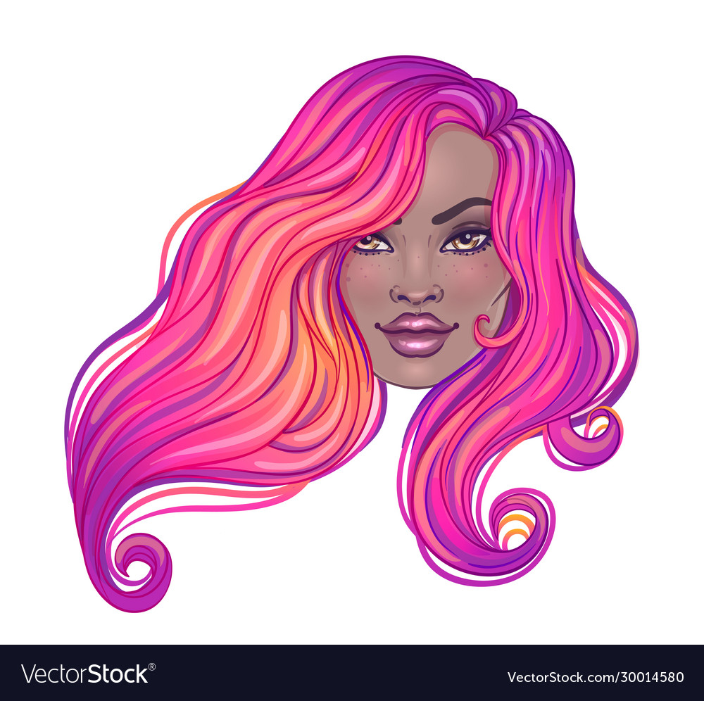 Beautiful woman with long wavy hair flowing Vector Image