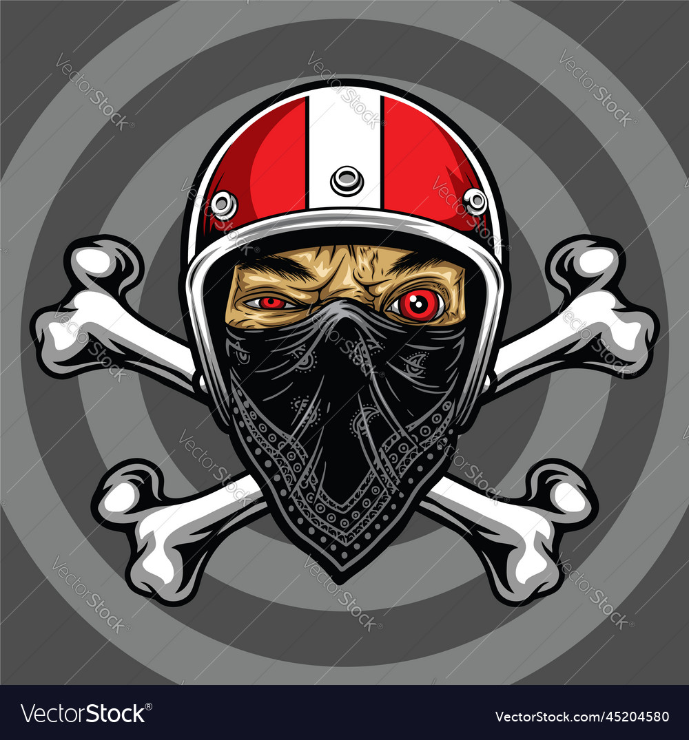 Biker using helmet and bandana vector image Biker using helmet and bandana