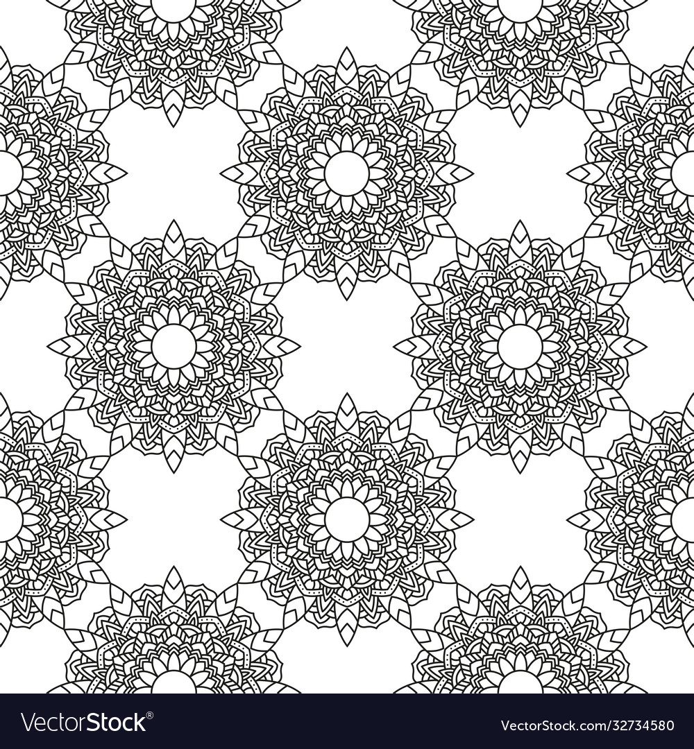 Decorative floral monochrome mandala ethnicity