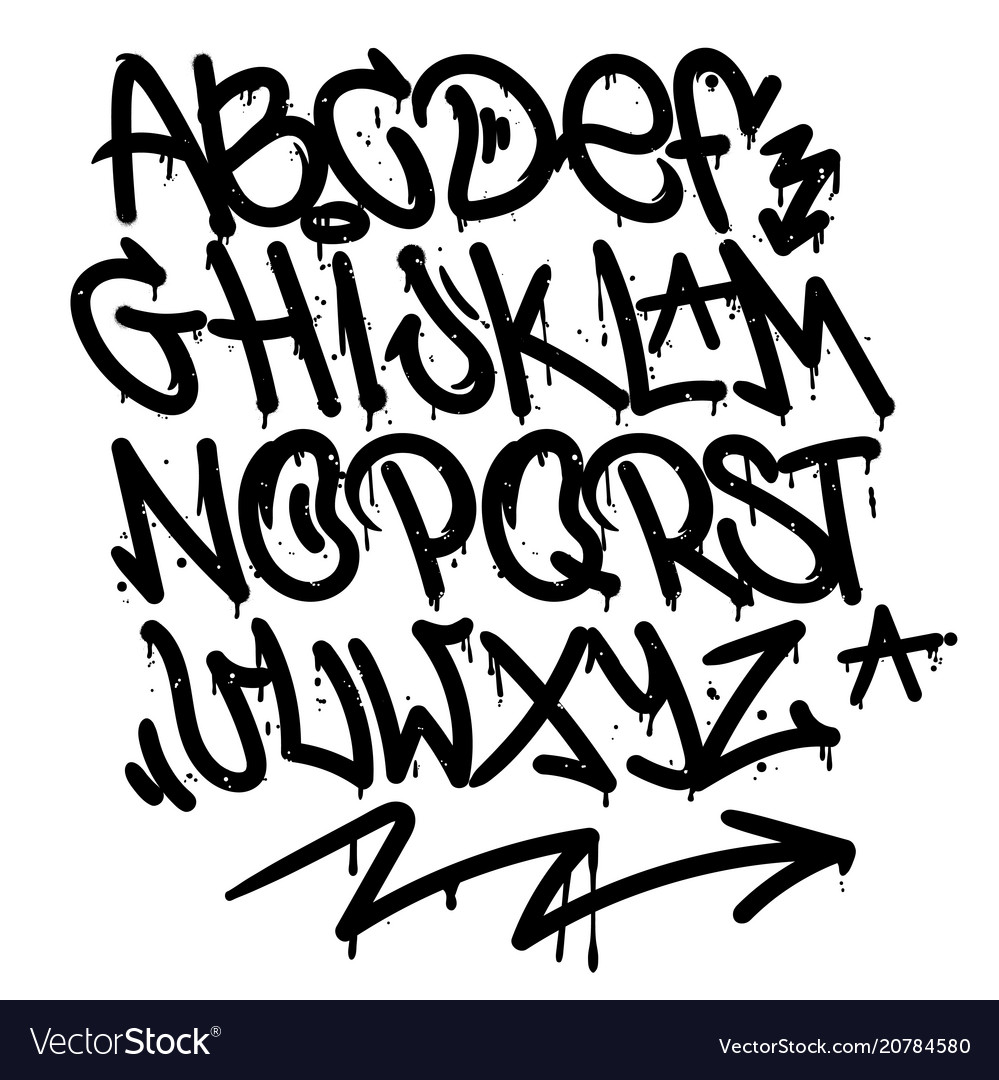 black and white graffiti alphabet