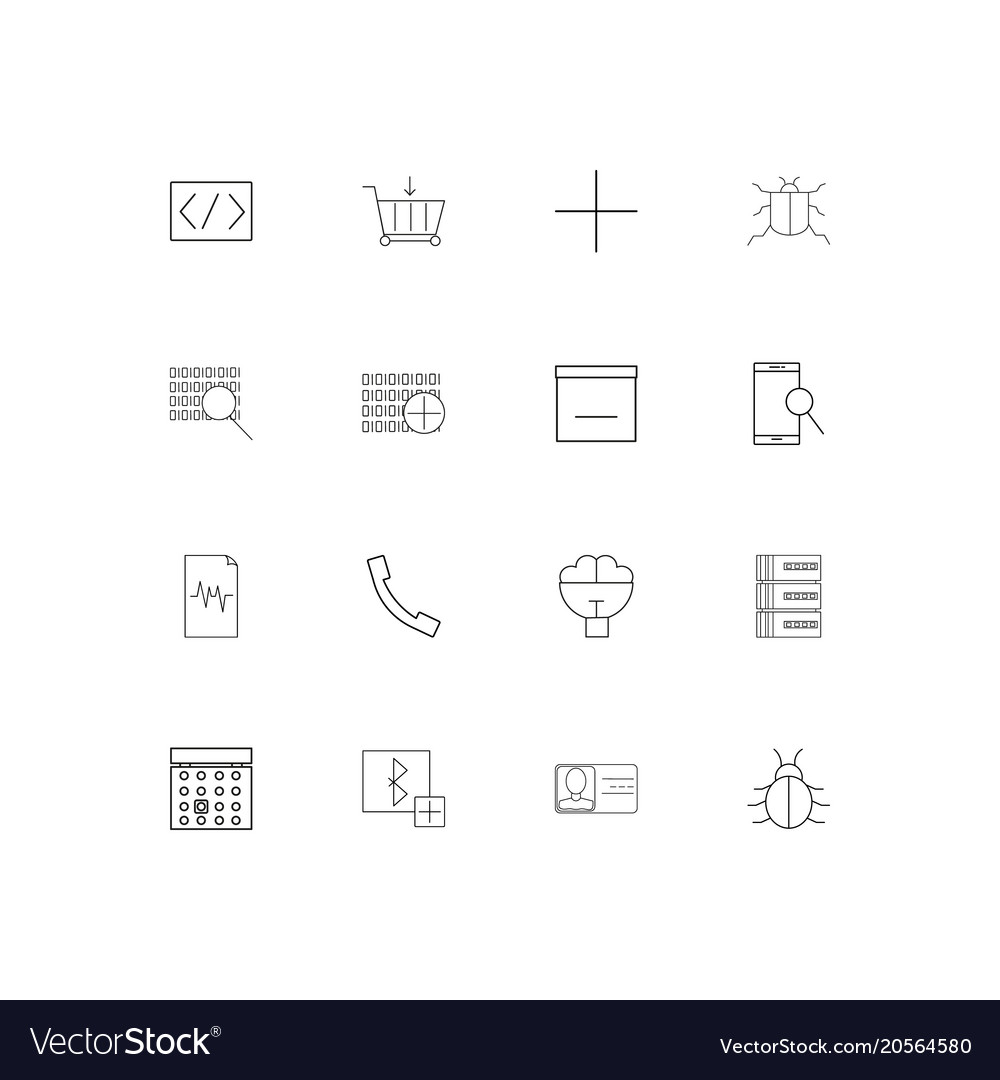 Internet technologies simple linear icons set