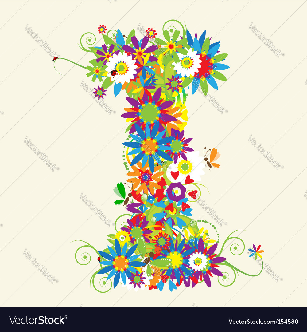 Letter i floral design Royalty Free Vector Image