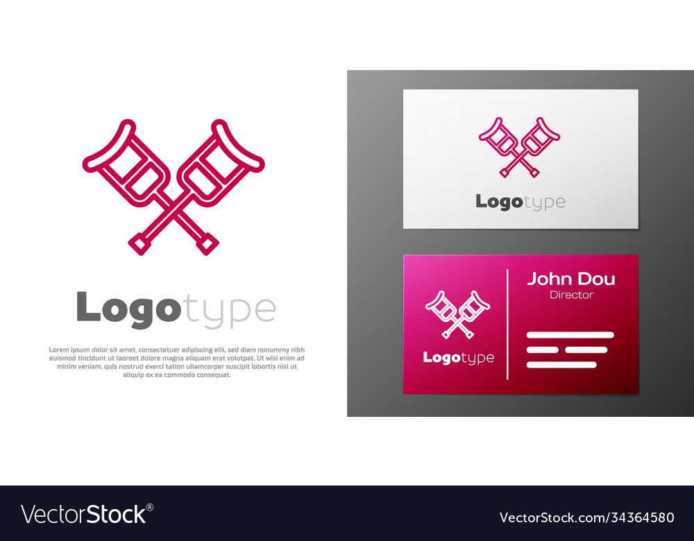 Logotype line crutch or crutches icon isolated Vector Image