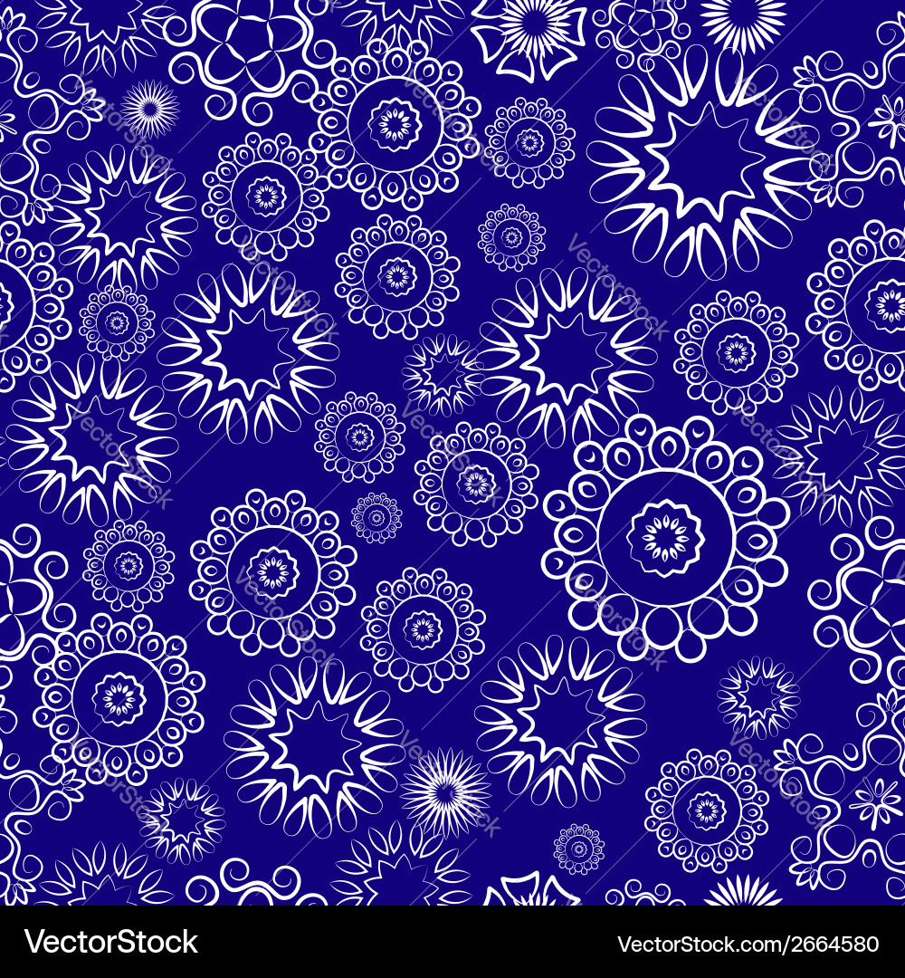 Repeating pattern lacy flowers on a blue Vector Image