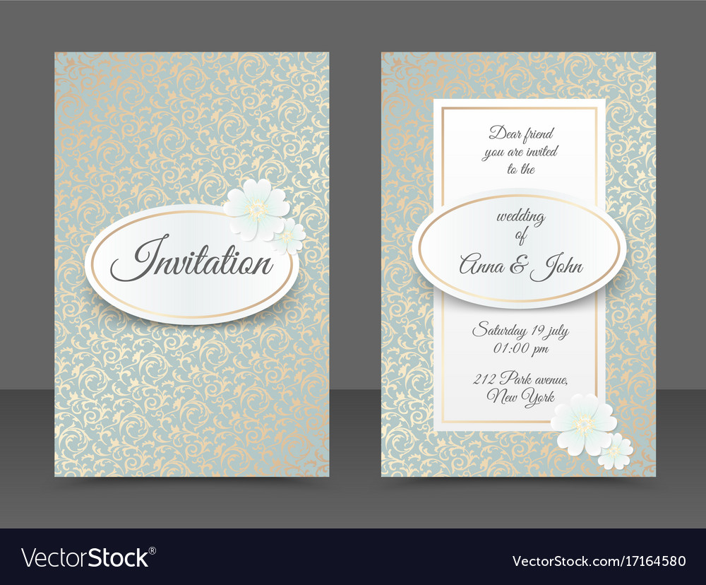 Beautiful set of vintage vector wedding invitation, greeting card