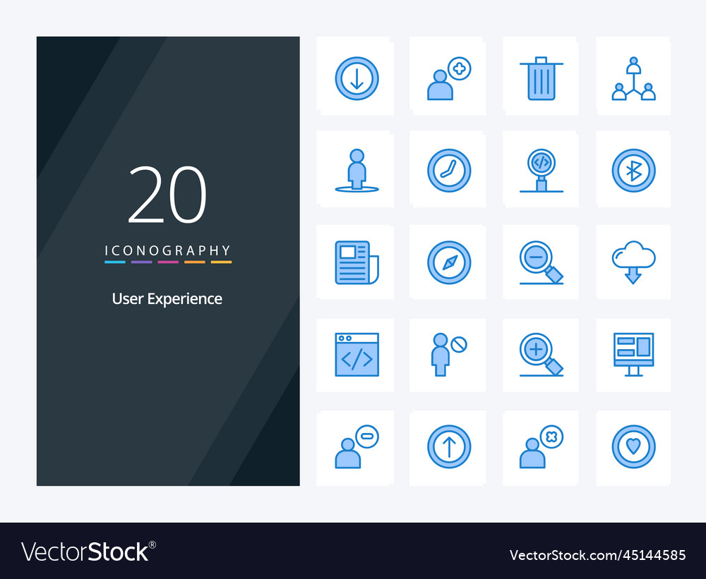 20 user experience blue color icon