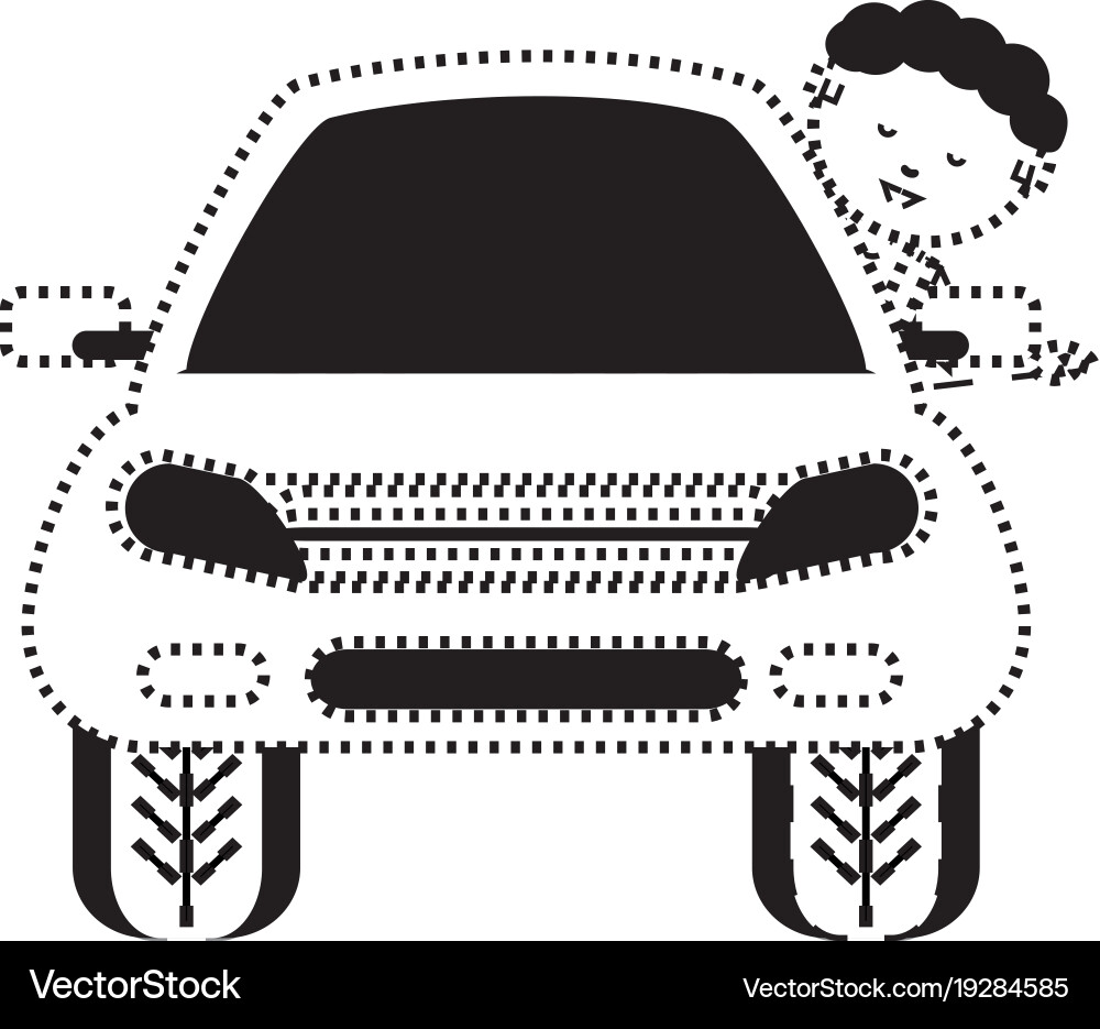 Cartoon man and car icon Royalty Free Vector Image