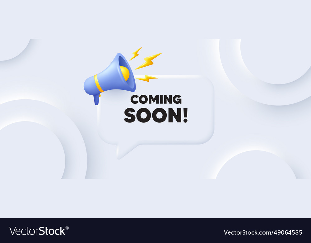 Coming soon tag promotion banner sign neumorphic