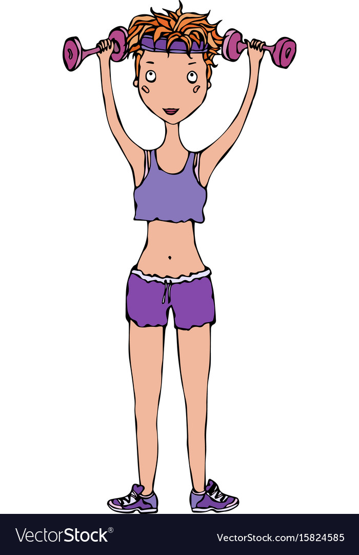 Cute Cartoon Fitness Sport Athletic Hipster Girl Vector Image