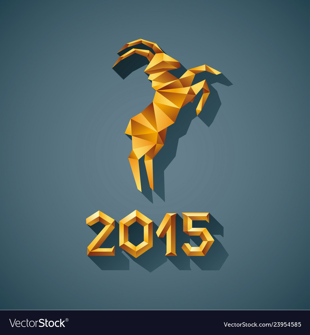 Polygonal golden ram sheep symbol of year