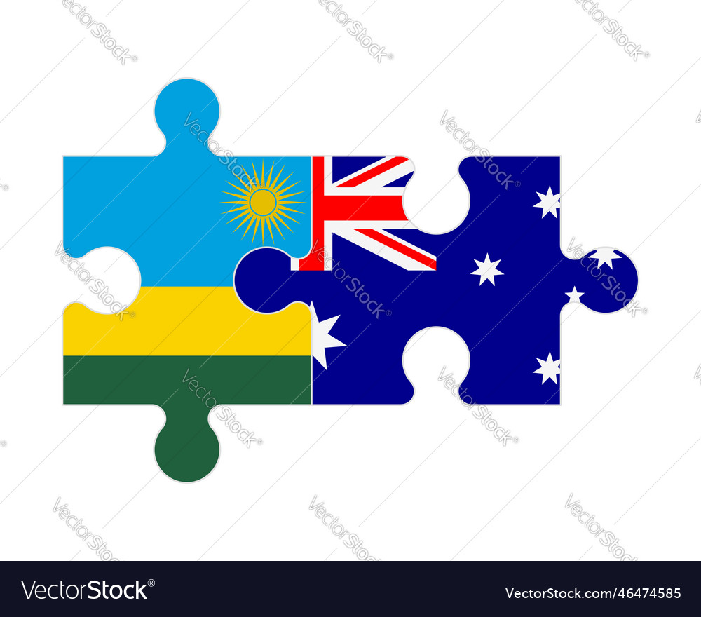 Puzzle of flags of rwanda and australia Royalty Free Vector