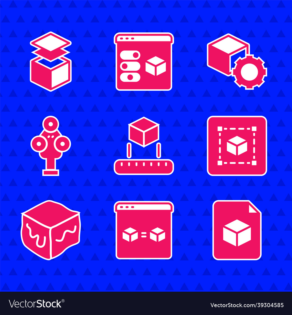 Set isometric cube 3d printer perfect copy file vector image Set isometric cube 3d printer perfect copy file