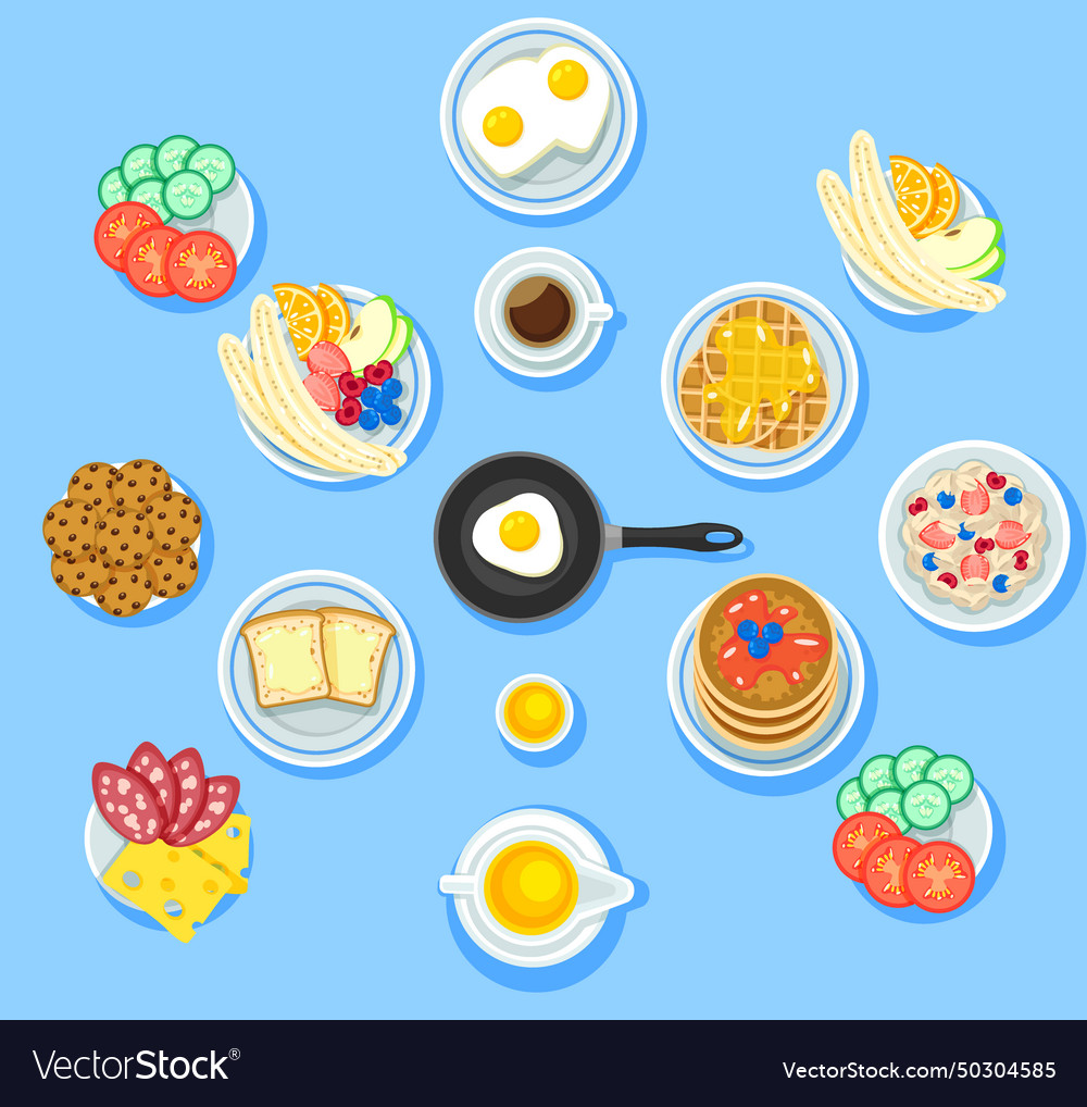 Traditional breakfast food set Royalty Free Vector Image