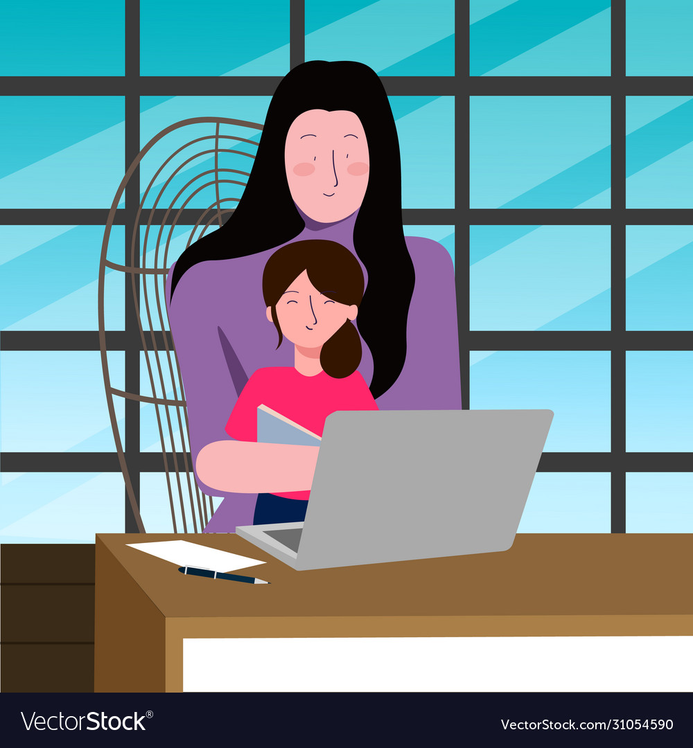 A a mother working on a Royalty Free Vector Image