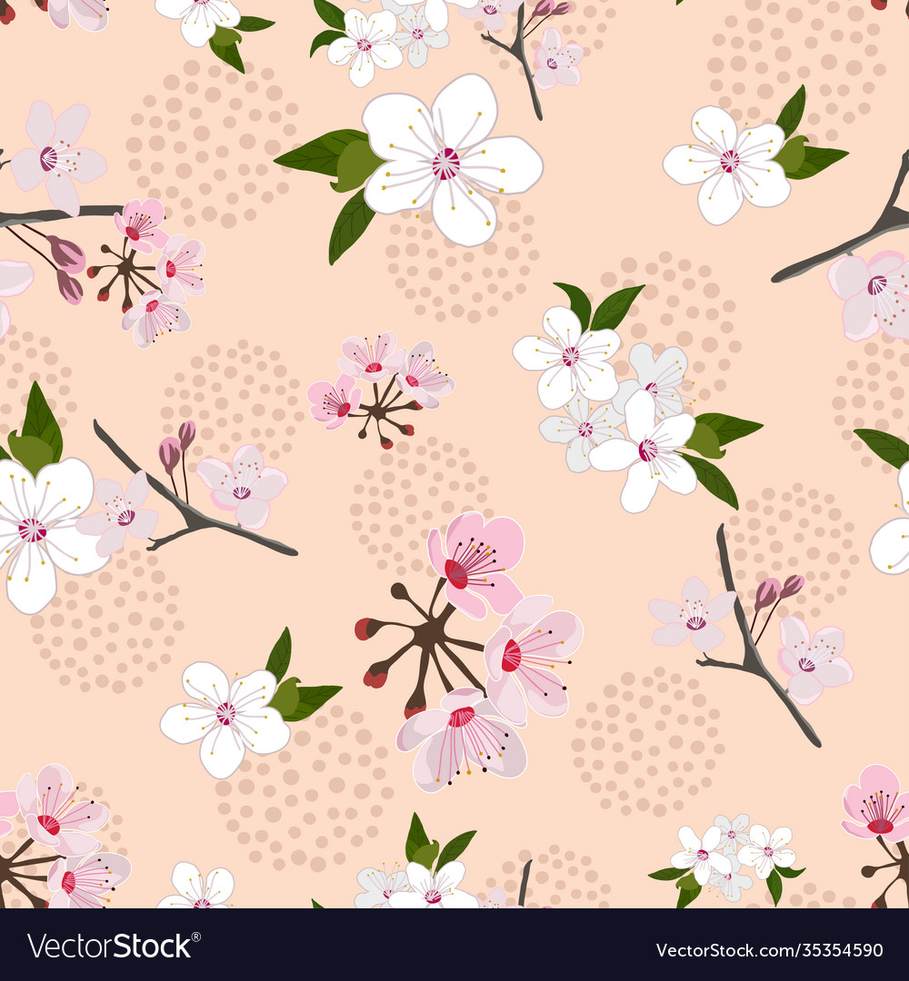 Abstract seamless pattern sakura flowers Vector Image