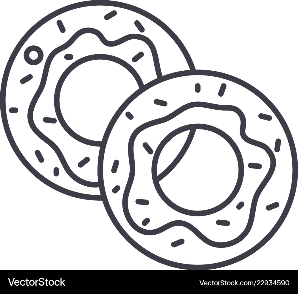 Donuts line icon concept linear Royalty Free Vector Image